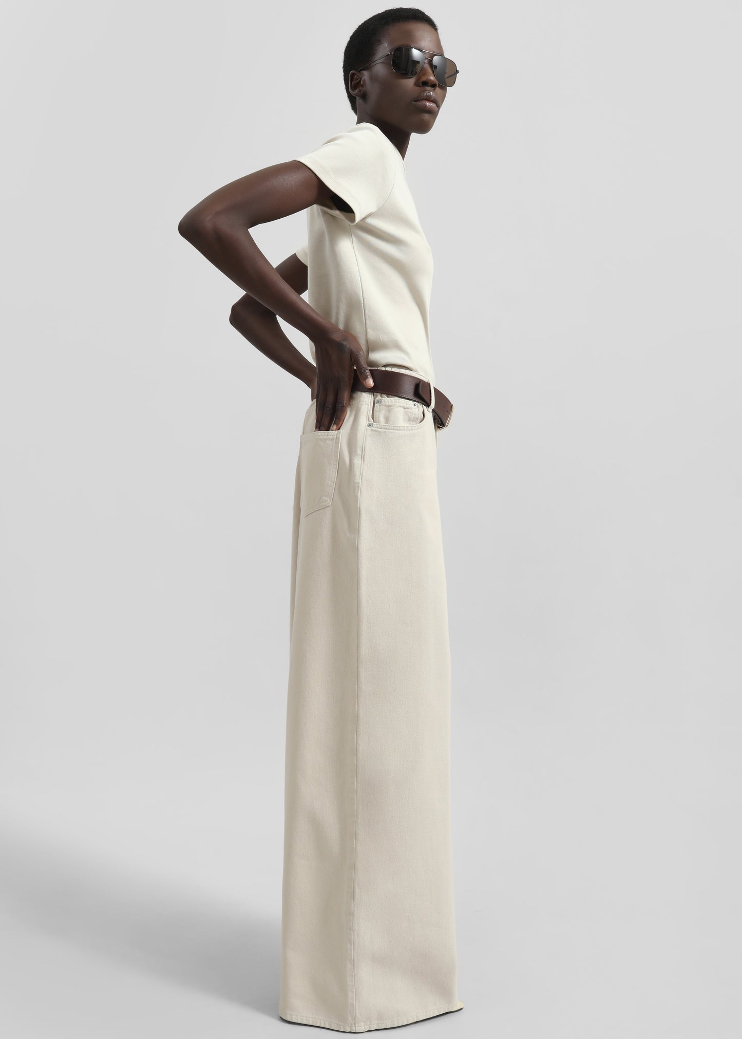 Sasha Wide Leg Jeans - Sand