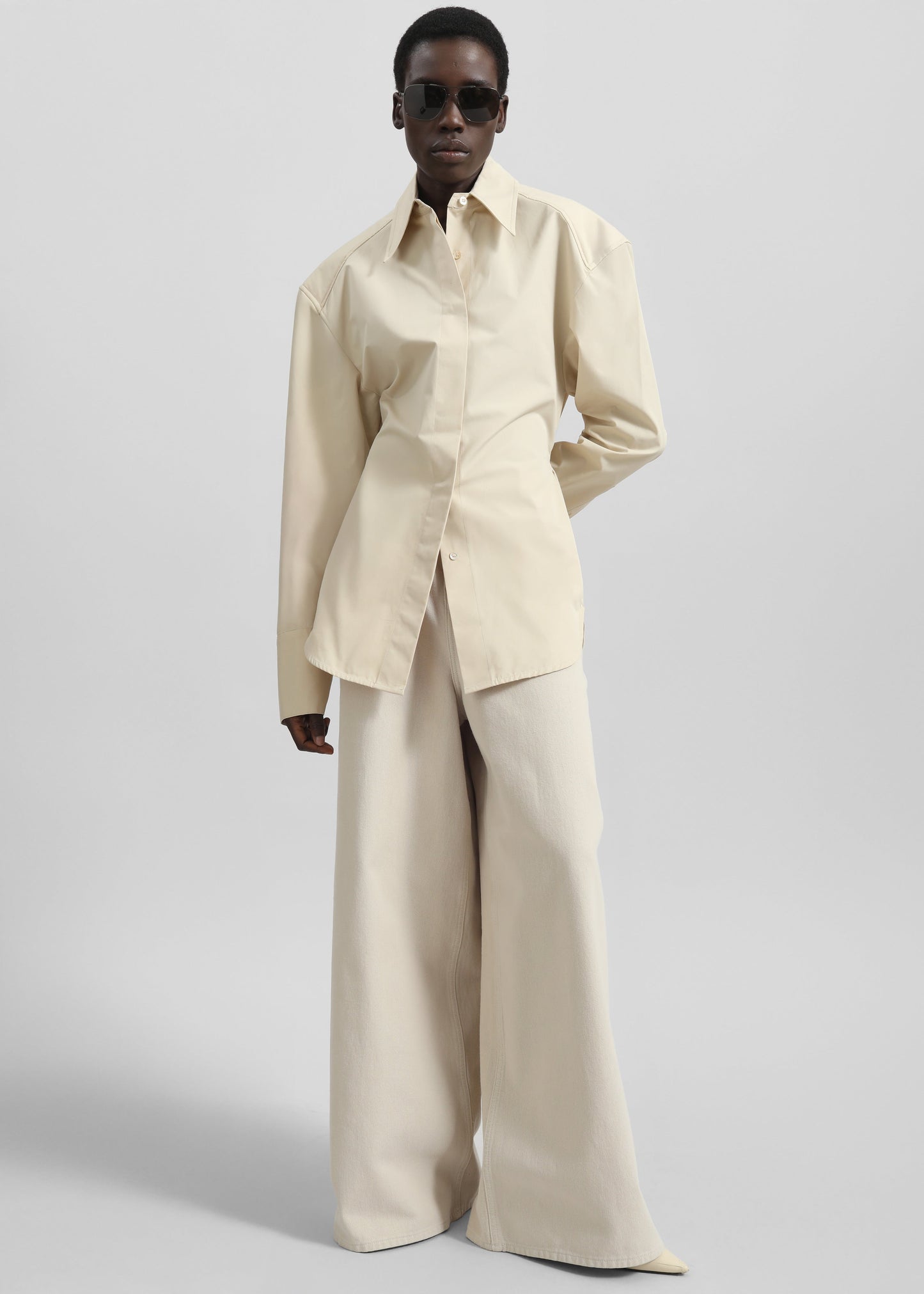 Sasha Wide Leg Jeans - Sand