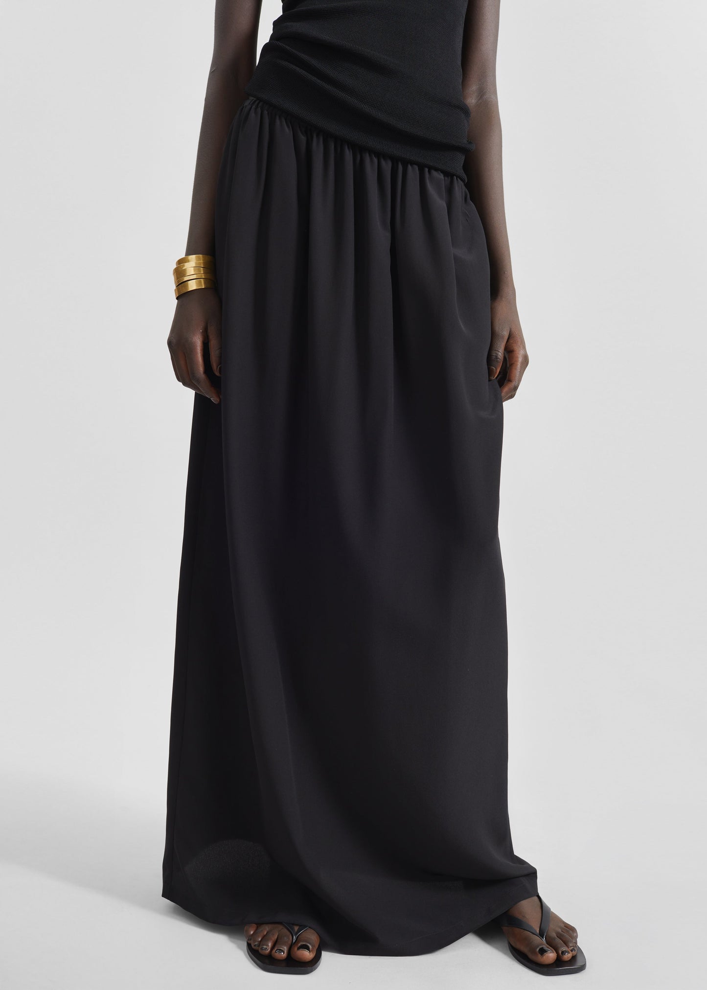 Sibena Silk Maxi Skirt - Black