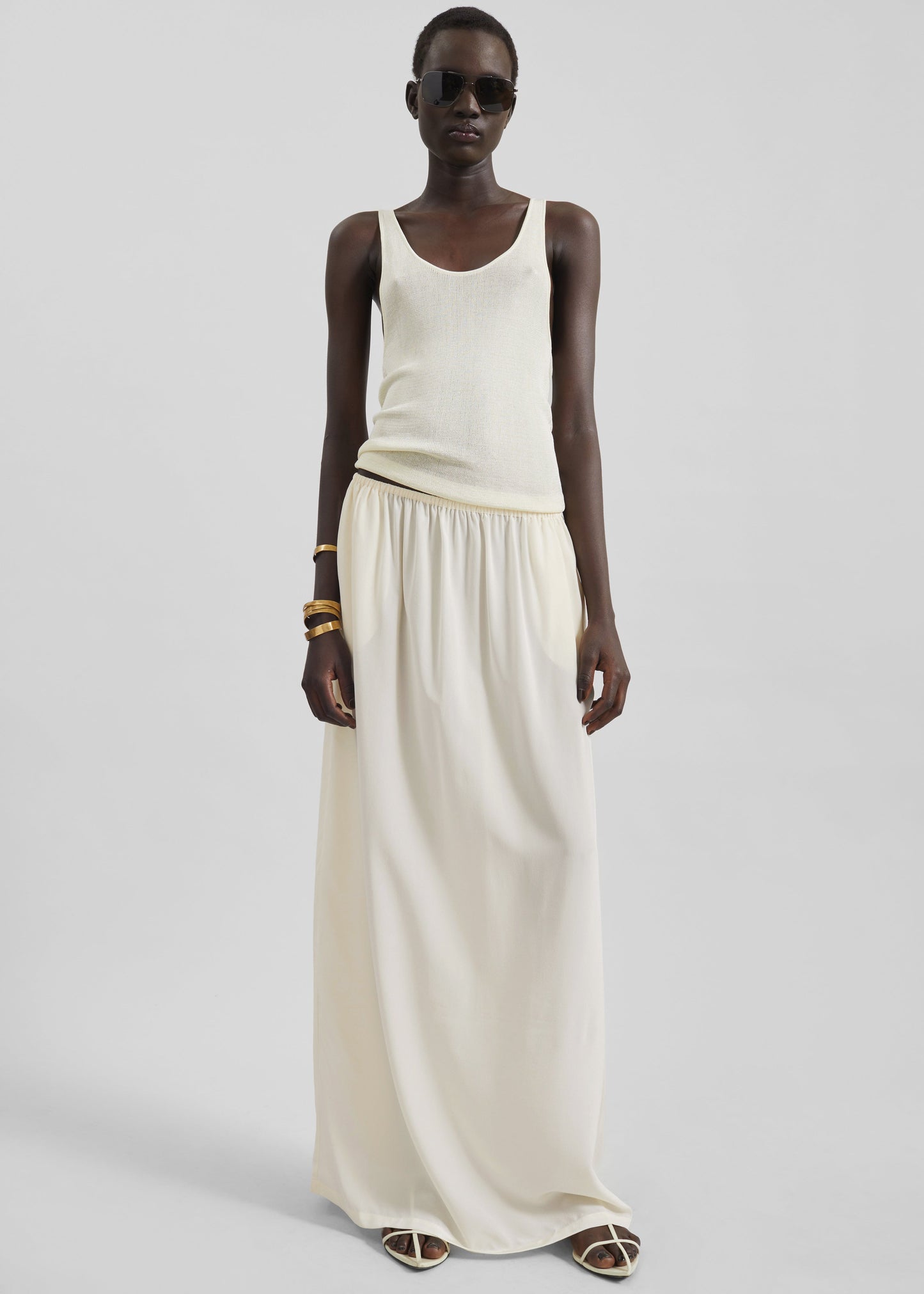 Sibena Silk Maxi Skirt - Pale Yellow