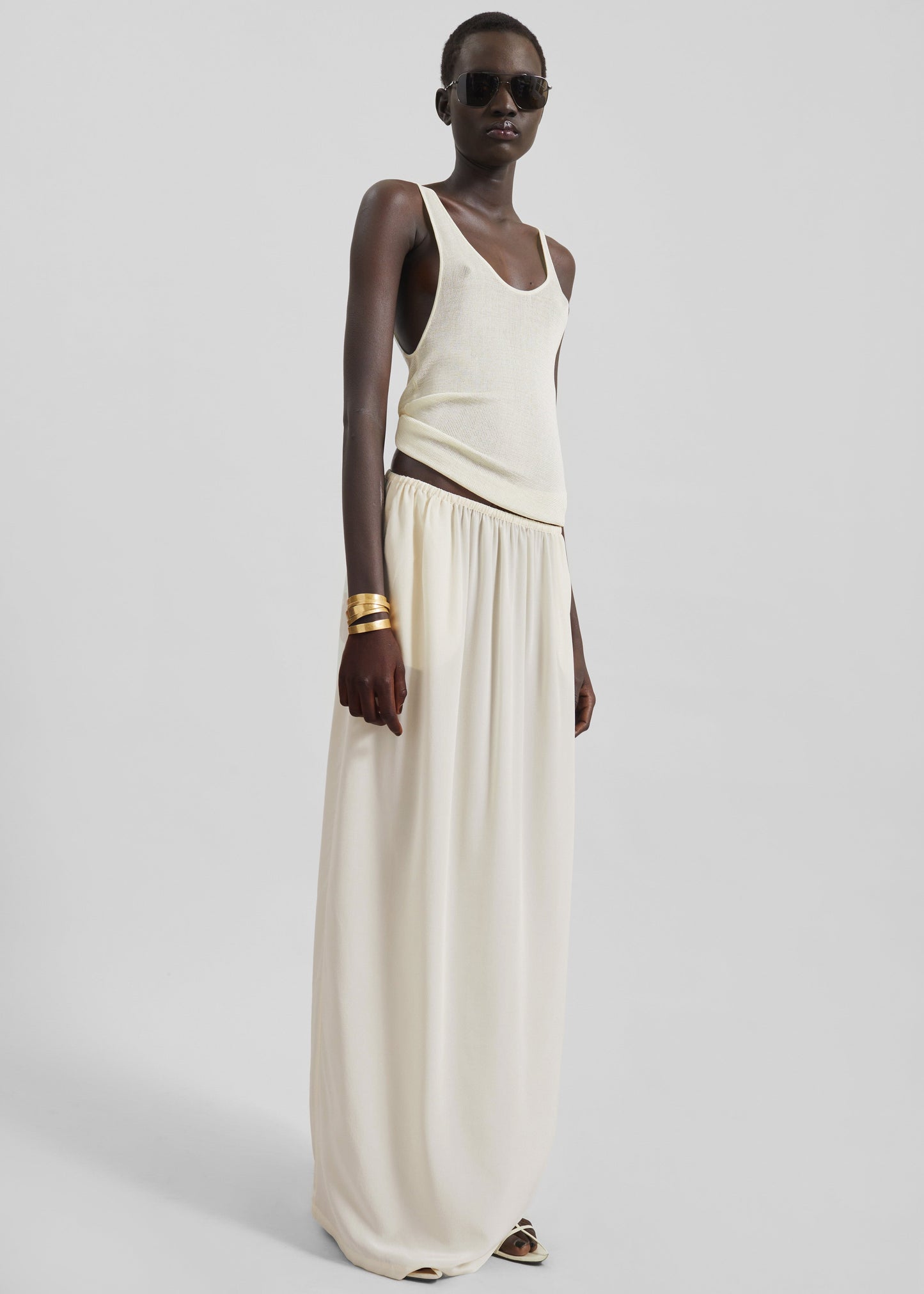 Sibena Silk Maxi Skirt - Pale Yellow