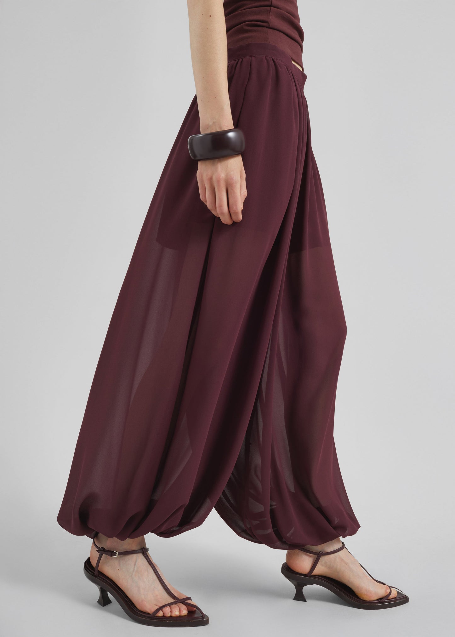 Solrae Fluid Balloon Pants - Burgundy