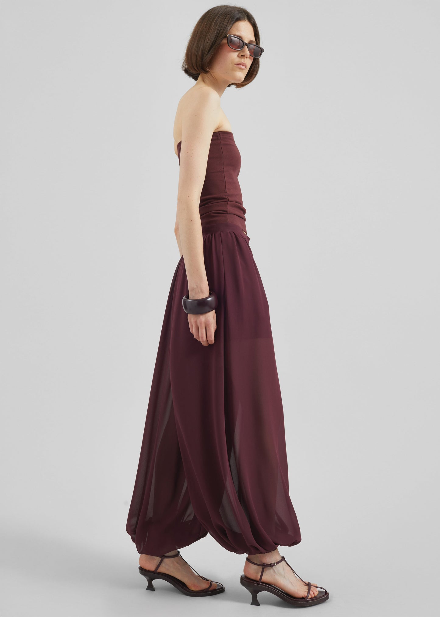 Solrae Fluid Balloon Pants - Burgundy