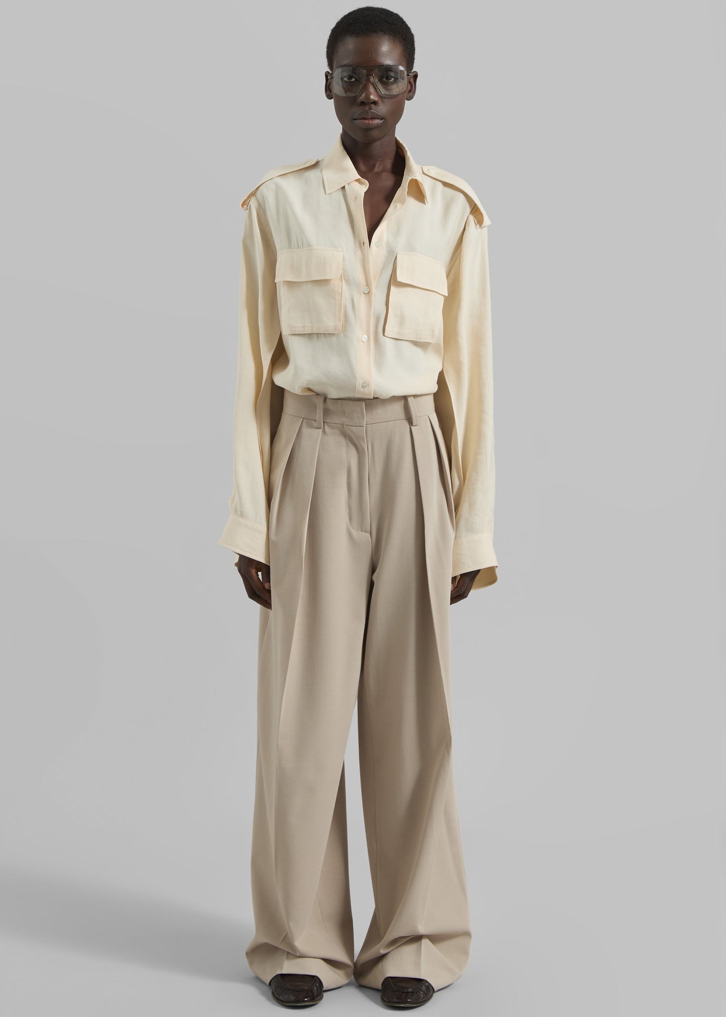 Tansy Pleated Trousers - Beige