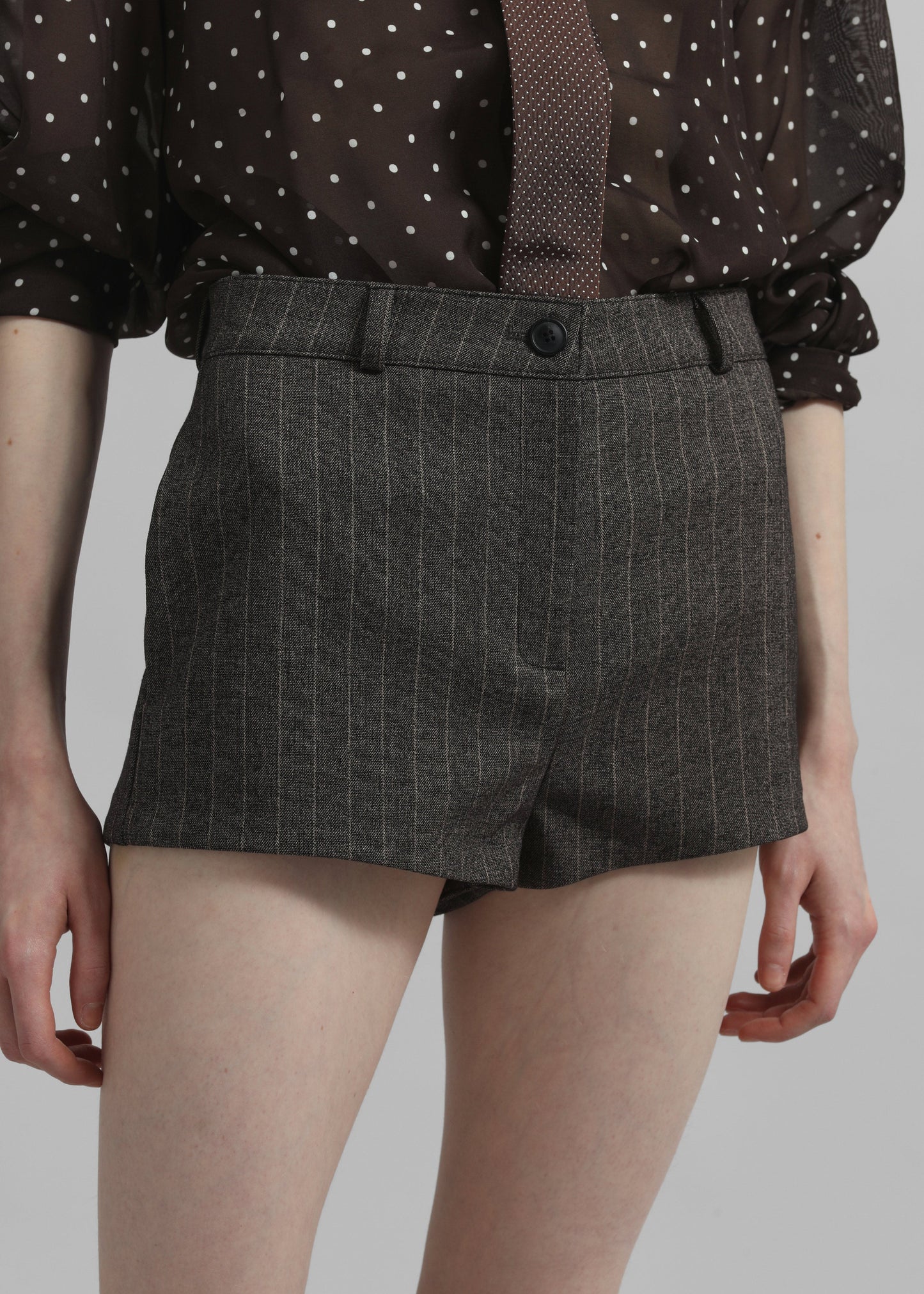 Tenby Striped Hot Pants - Brown Melange