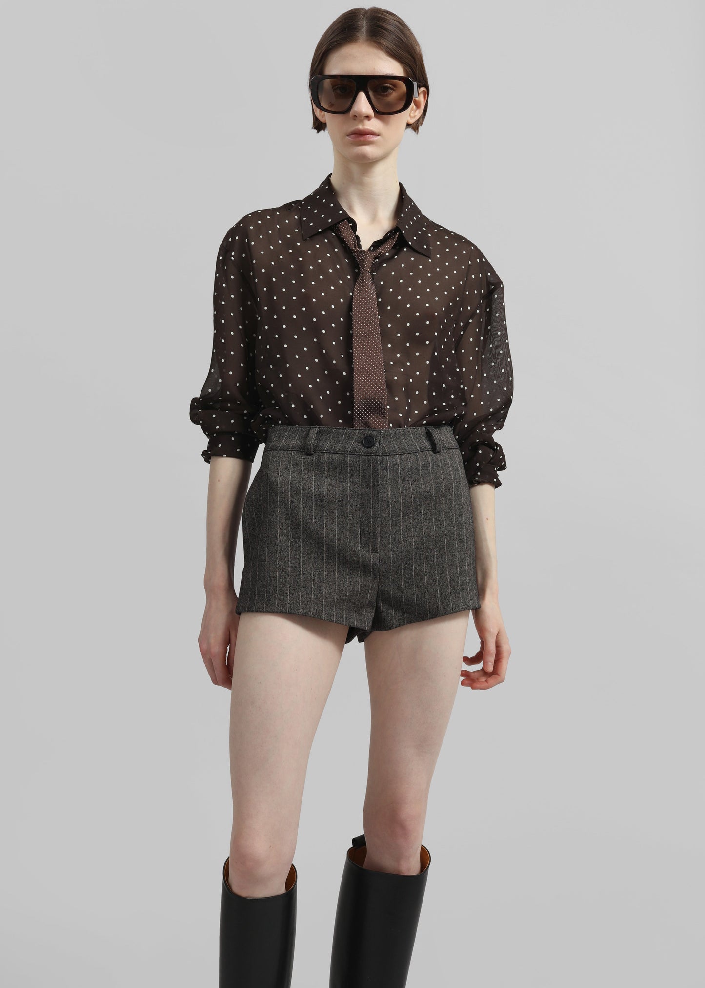 Tenby Striped Hot Pants - Brown Melange