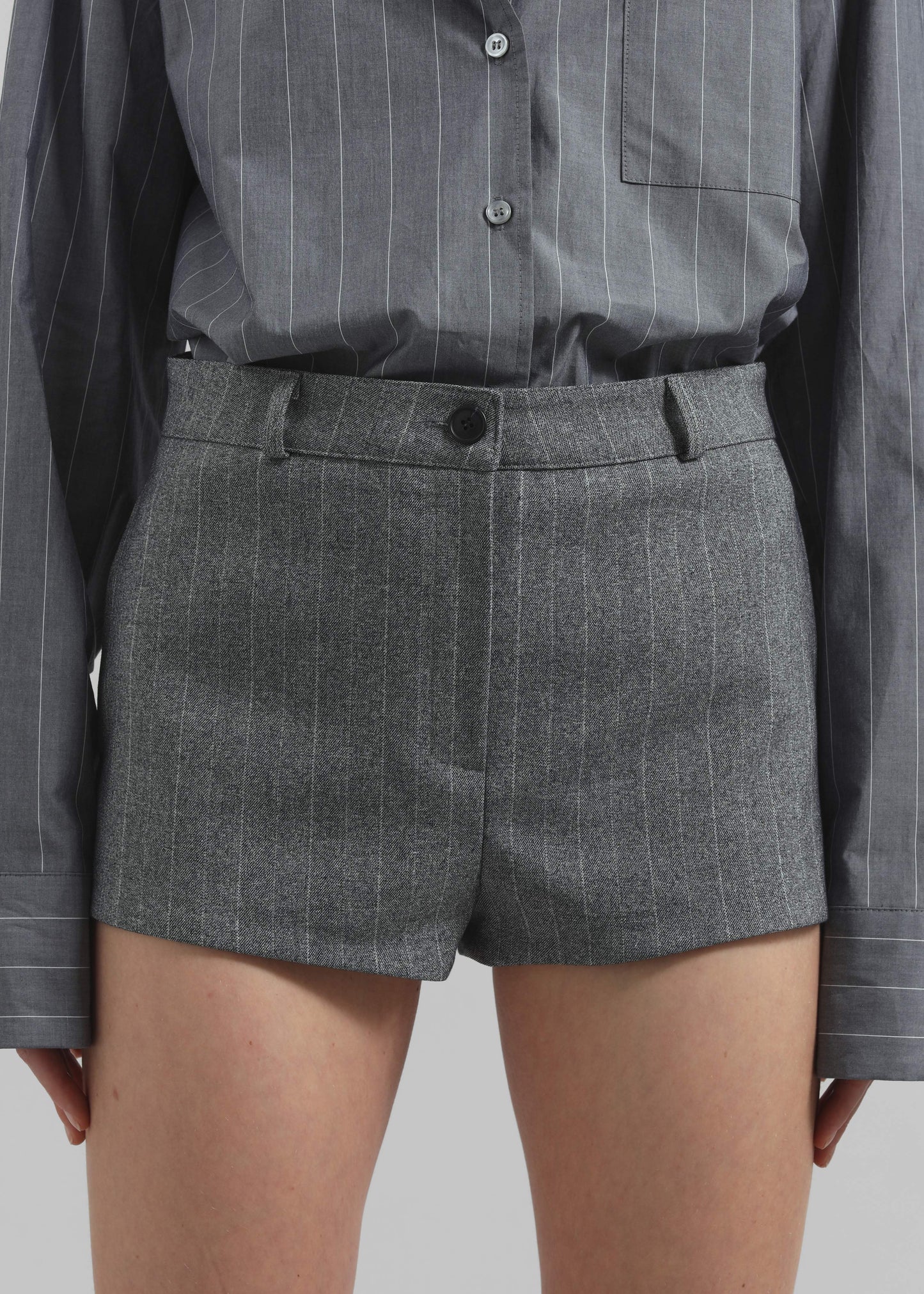 Tenby Striped Hot Pants - Grey Melange
