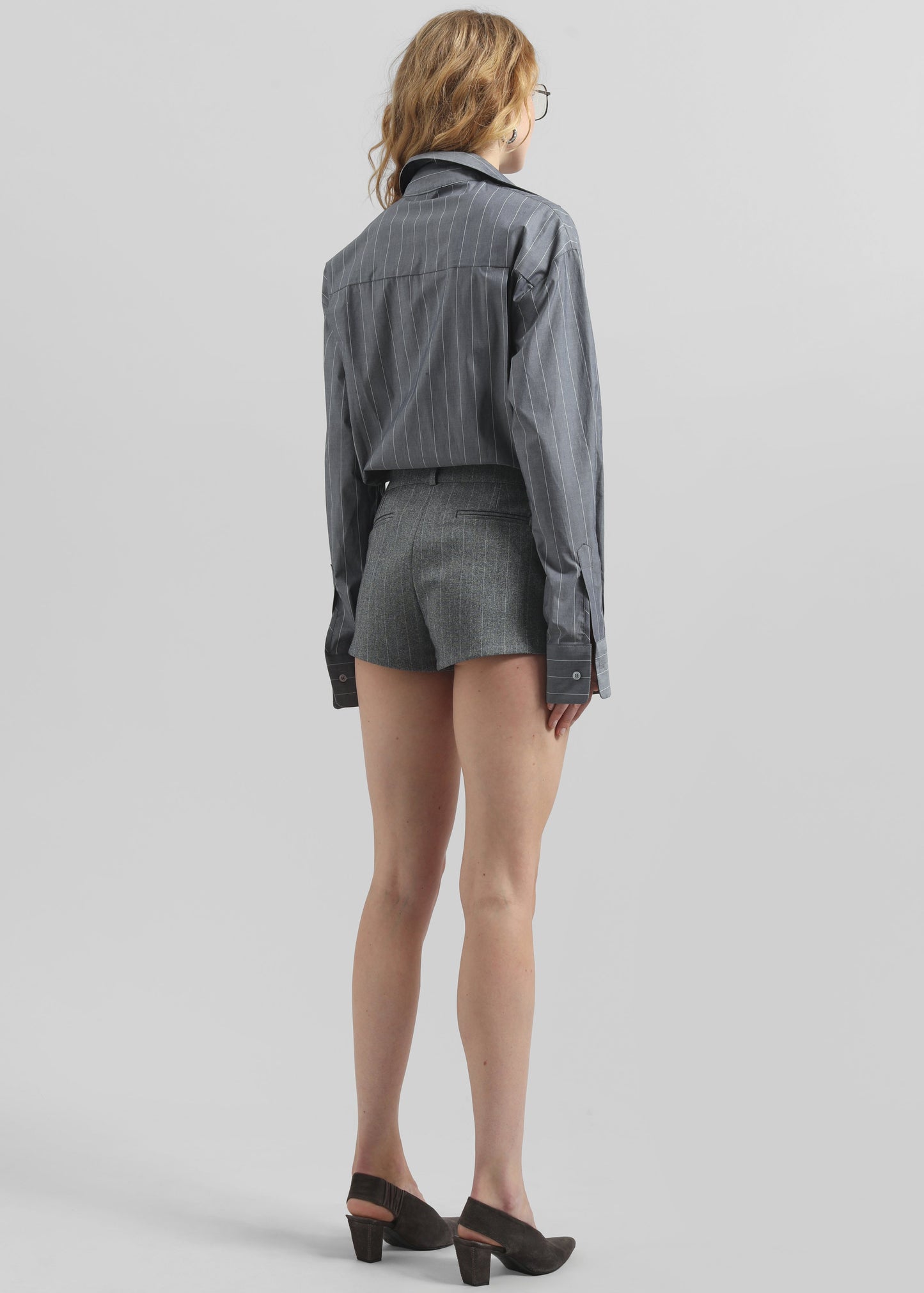 Tenby Striped Hot Pants - Grey Melange