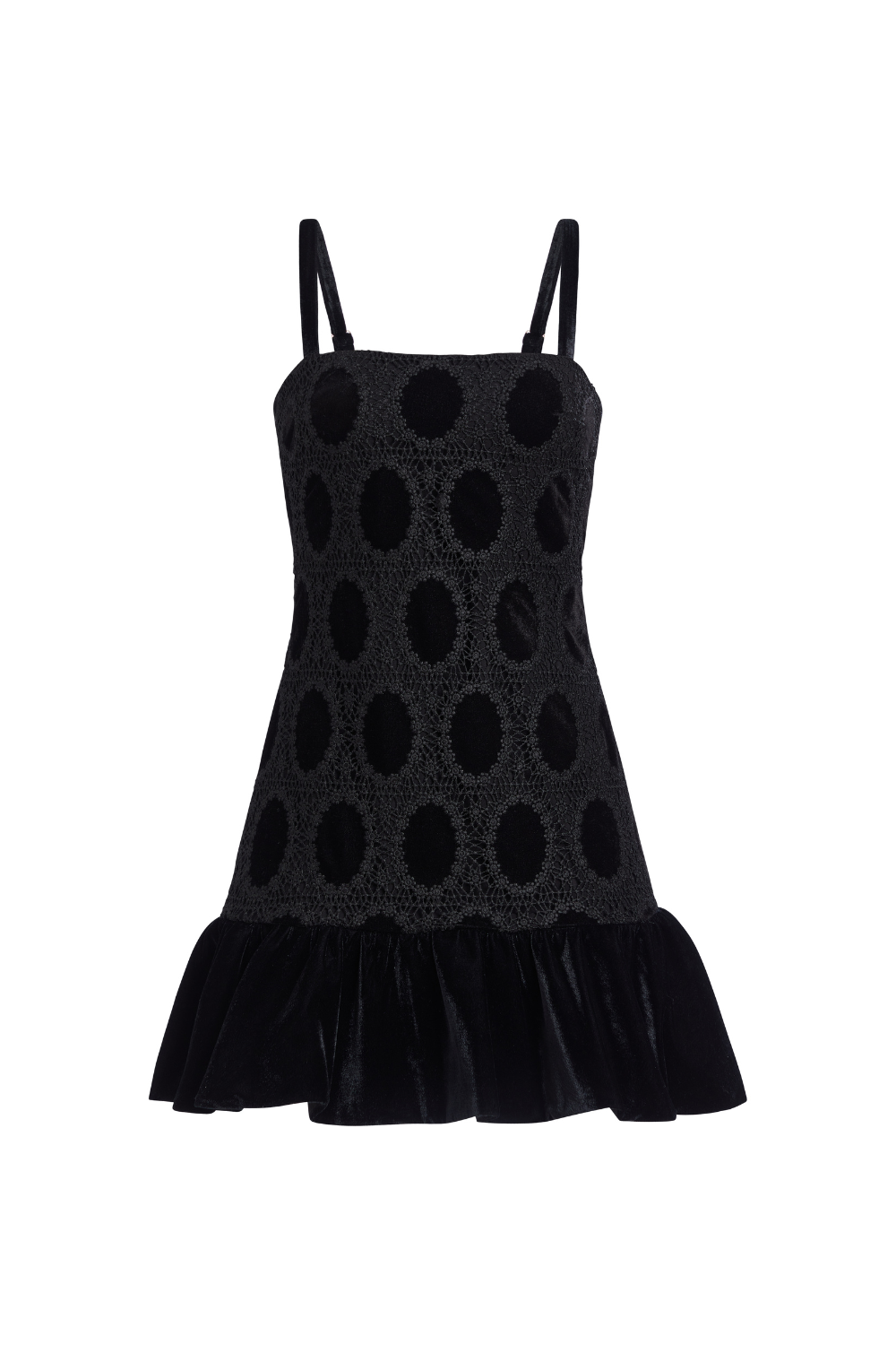 VELVET LACE SLEEVELESS MINI DRESS