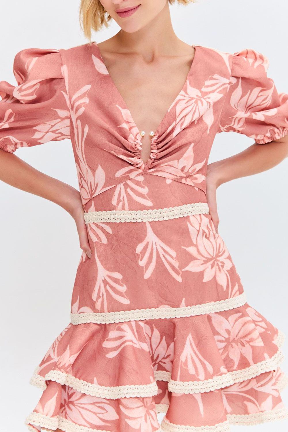 ARTICHOKE PUFF SLEEVE MINI DRESS