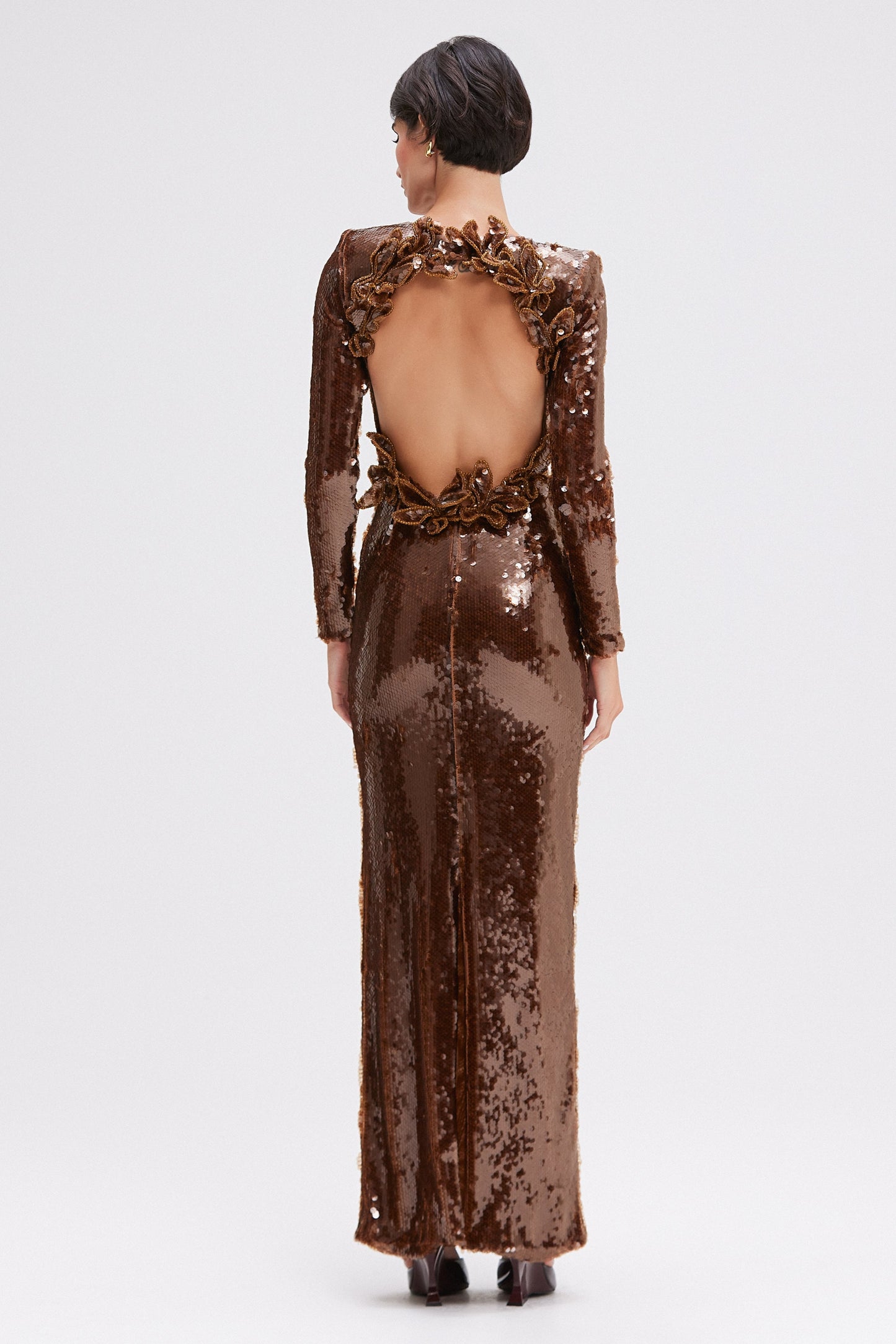 SEQUIN LONG SLEEVE GOWN (RUNWAY)