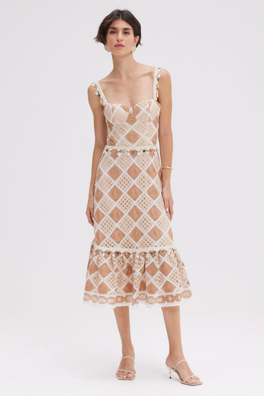 BOSSA CROCHET CORSET MIDI DRESS