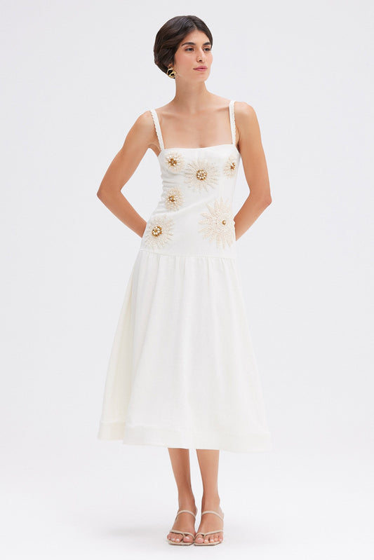 TROPIC LINEN MIDI DRESS