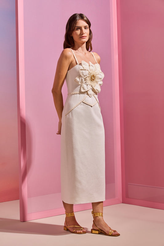 LINEN MIDI DRESS