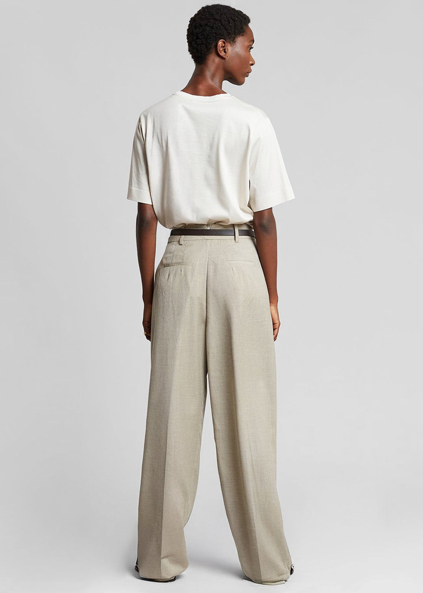 Gelso Pleated Trousers - Light Taupe Melange
