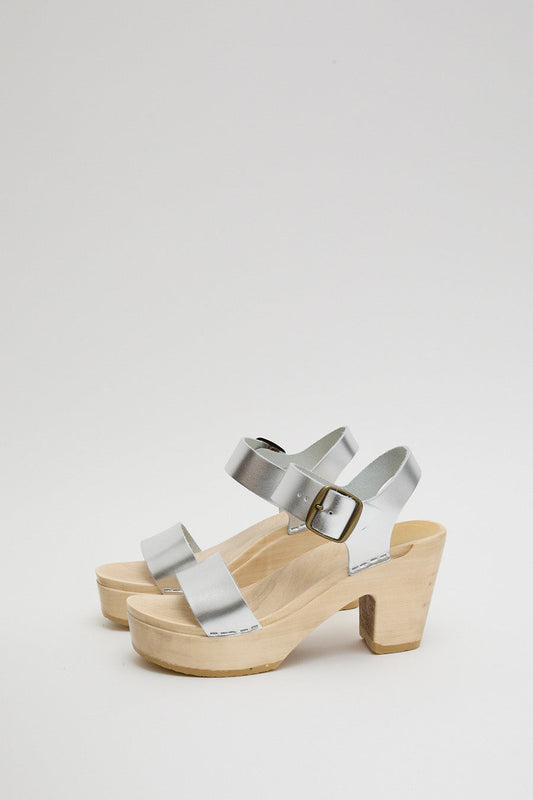 No.6 Two Strap Clog on Platform in Silver